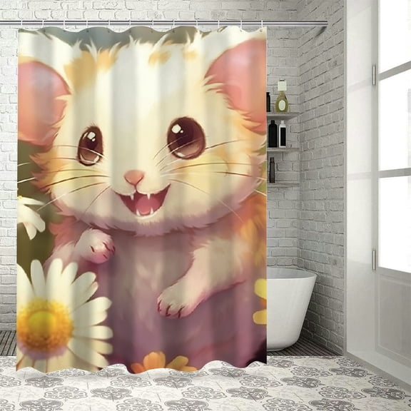 BCIIG Mouse Flower Smiling Bathroom Decor Set with Hooks, Colorful Luxurious Graphic Print Polyester Fabric Fashion Shower Curtain Set, 100% Polyester Home Bathtubs Bathroom Decoration 36x72