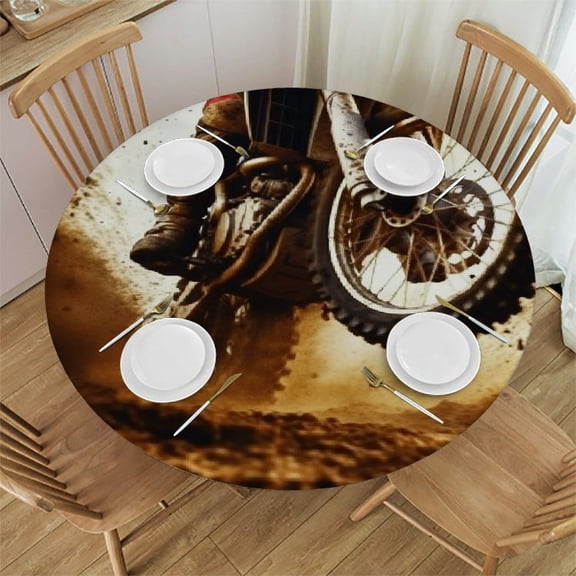 BCIIG Mud Trail Round Tablecloth Stain-Resistant Washable Indoor Outdoor Restaurant Wedding Party 100% Polyester Home Kitchen Outdoor Decor Picnic Dining Farmhouse 31"-35