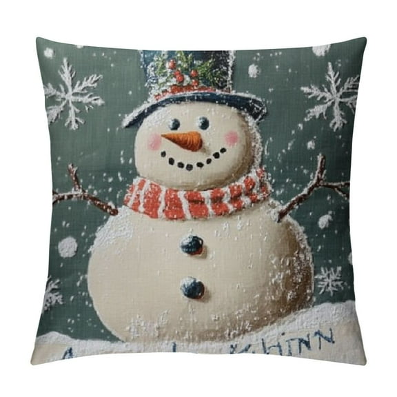BCIIG Multicolor Square Printed Pillow with Snowman, Let It Snow 20x20in