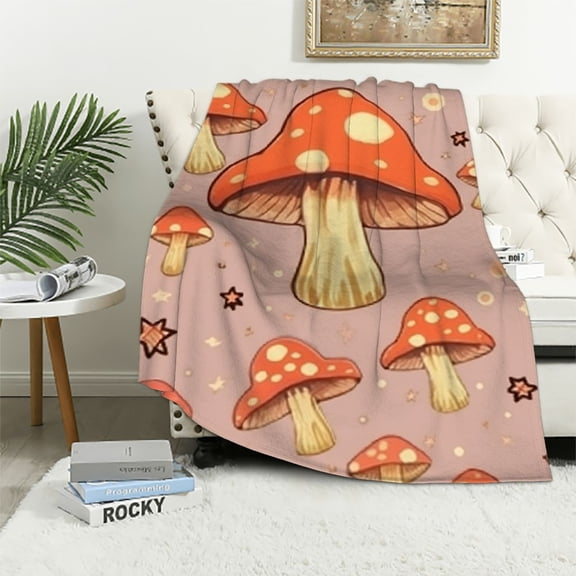 BCIIG Mushroom Blanket Cute Retro Floral Soft Warm Throw Blankets Lightweight Cozy 70s Shrooms Funky Groovy Aesthetics Boho Gifts for Kids & Women for Living Room Bed Couch Decor 40x50in