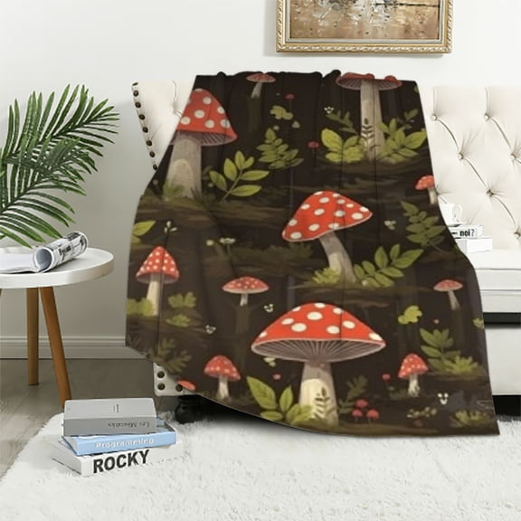 BCIIG Mushroom Blanket Gifts Leaf Weed Flannel Throw Blankets for Home Decor Couch Bed Sofa Soft Fuzzy Lightweight for All Season 40x50in