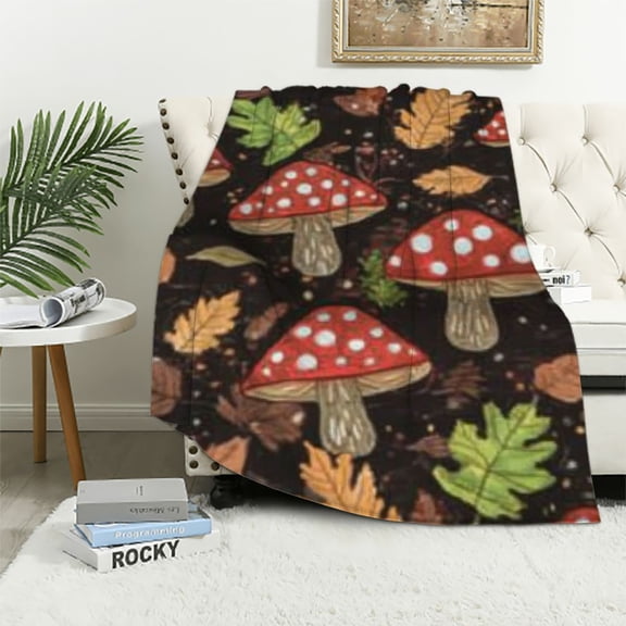 BCIIG Mushroom Blanket Gifts Leaf Weed Flannel Throw Blankets for Home Decor Couch Bed Sofa Soft Fuzzy Lightweight for All Season 40x50in