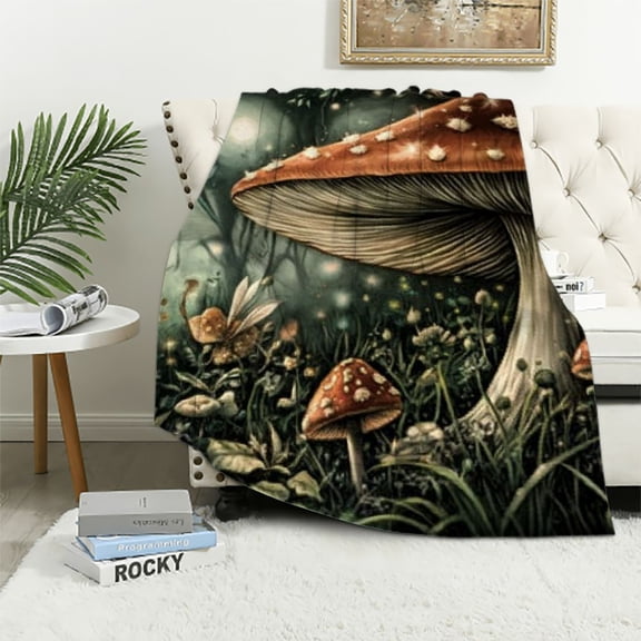 BCIIG Mushroom Fairy Warm Lightweight Blanket Soft Fleece Blanket for All Seasons Living Rooms Sofa Decor Cow Gifts 40x50in
