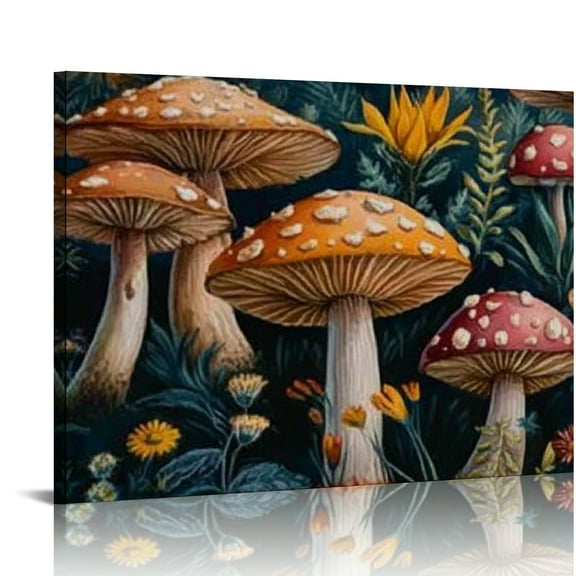 BCIIG Mushrooms Flowers Fantasy Art Wall Decor for Bedroom Fashion Living Room Office Pictures 20x16in