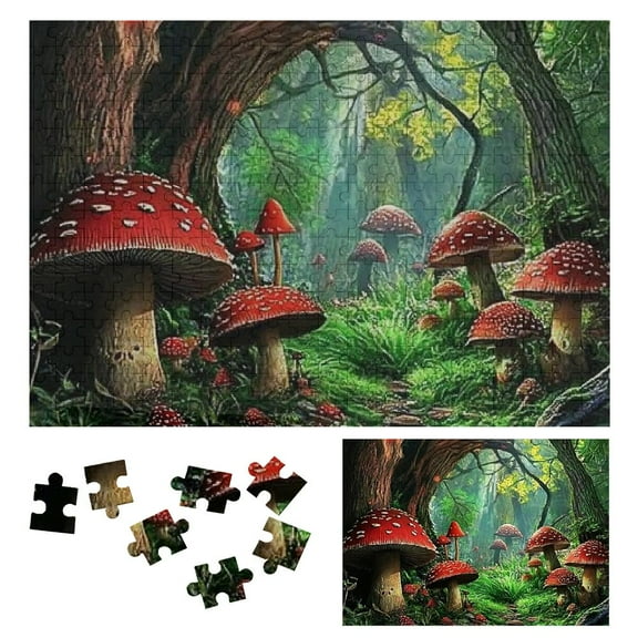 BCIIG Mushrooms Forest Fantasy Art Wooden Jigsaw Puzzle Challenging Difficult Wood Puzzles for Adults - Gift for Family Friends 300 PCS