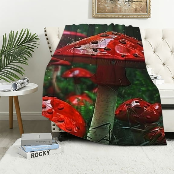 BCIIG Mushrooms Human Face Warm Lightweight Blanket Soft Fleece Throw Blanket Living Rooms Sofa Decor Cow Gifts Blanket for All Seasons 40x50in