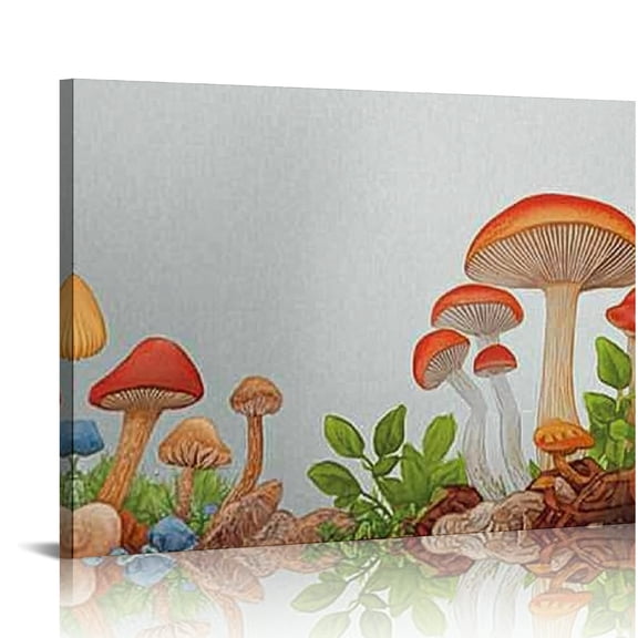 BCIIG Mushrooms Plants Beatrix Potter Canvas Art Print for Living Room Bedroom Office Wall Decor 20x16in