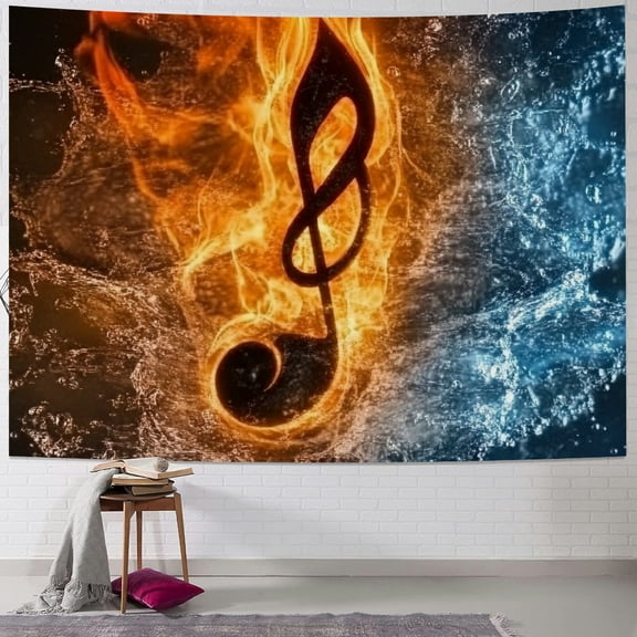 BCIIG Music Note Fire Water Tapestry Wall Hanging Unique Style Graphic Tapestries Home Wall Decor Art for Living Room Bedroom Apartment Farmhouse Dorm 40x60inch
