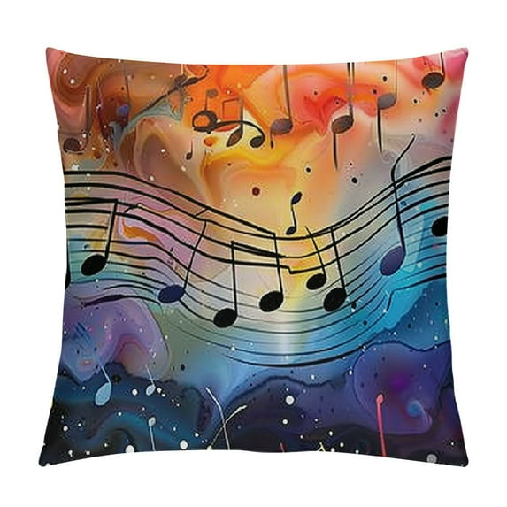 BCIIG Music Notes Decorative Cushion Throw Pillow Cover for Home Living Room Sofa, Printed on Both Sides, Aesthetic Design, 1PC 18x18in