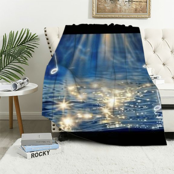 BCIIG Music Notes Water Spotlight Warm Lightweight Blanket Soft Fleece Blankets Throw Blanket Living Rooms Sofa Decor Cow Gifts All Seasons 40x50in