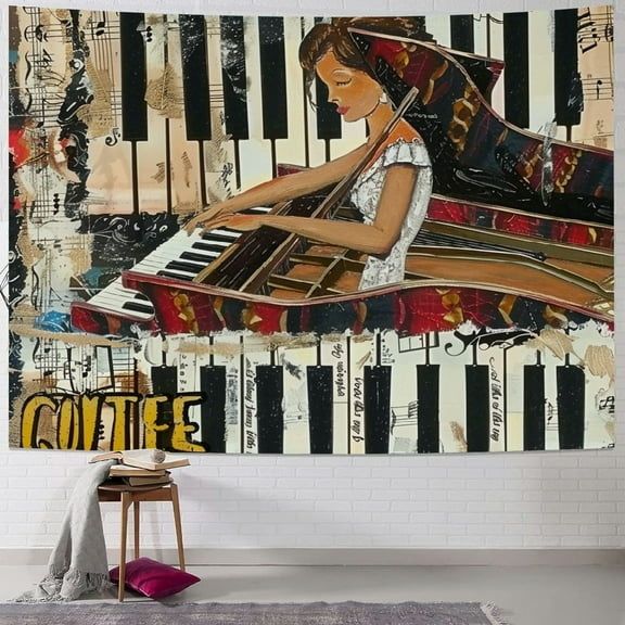 BCIIG Music Tapestry Wall Hanging Unique Style Graphic Tapestries Home Wall Decor Art for Living Room Bedroom Apartment Farmhouse Dorm 40x30inch