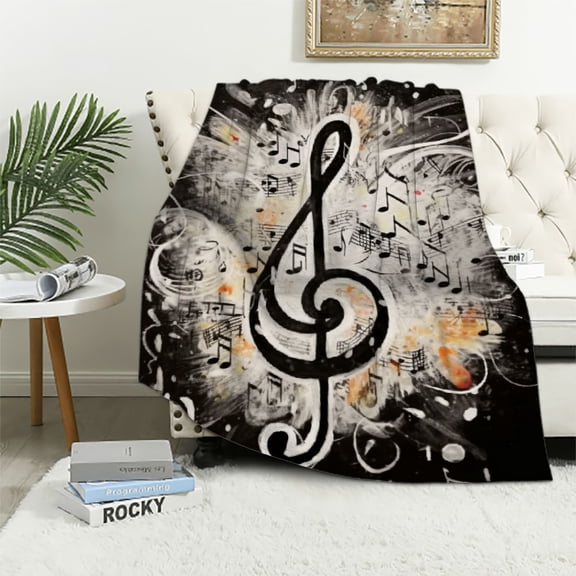 BCIIG for Musical Note Flannel Throw Blanket - Soft &amp; Lightweight for Couch, Bedroom &amp; Travel - Warm, Comfy &amp; Fuzzy - Perfect for Women &amp; Men  50x60in