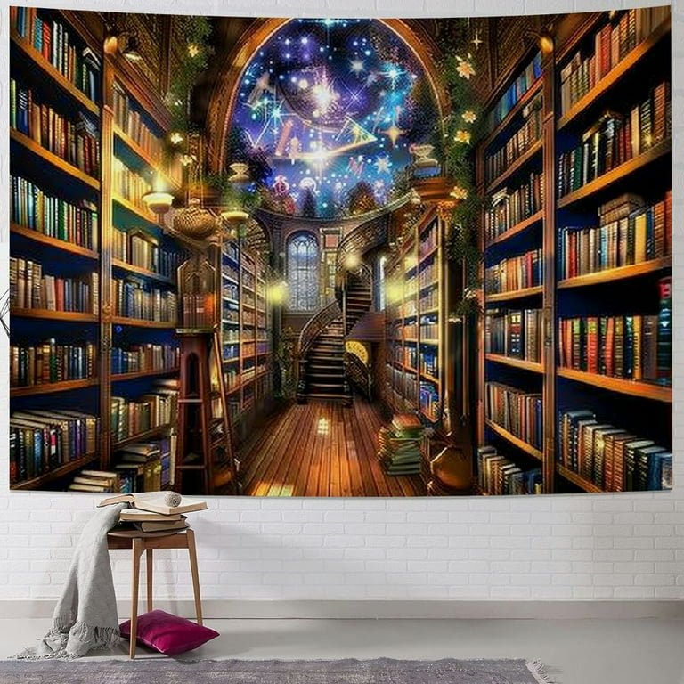 BCIIG Mysterious Bookshelf Tapestry Galaxy Space Library Tapestry Fantasy Landscape Tapestry Vintage Aesthetic Tapestry Book Decoration Tapestry Wall Hanging Decor for Bedroom Home Painting Walmart ...