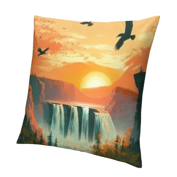 BCIIG Native America National Park Decor Forest Waterfall Throw Pillow Covers Sunset at Canyon Pillow Covers Landscape Outdoor Pillow Cases Cushion Cover for Living Room Couch Sofa Gift 22x22in