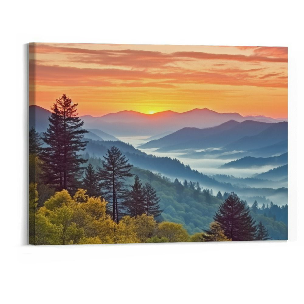 BCIIG Nature Wall Art Great Smoky Mountain Canvas Wall Art for Forest