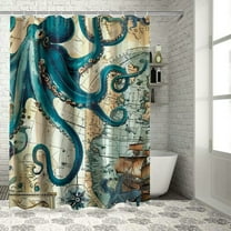 BCIIG Nautical Octopus Shower Curtain Ocean Sea Turtle Beach Coastal Blue Fish Seashell Jellyfish Theme Waterproof Fabric Shower Curtains for Bathroom Bath Curtain Decor