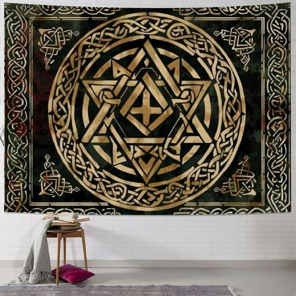 BCIIG Nordic Vikings Tapestry, Large Soft Flannel, Viking Valknut Celtic Rune Scandinavian Aesthetic Mythology Tapestry Wall Hanging for Bedroom Living Room Decor