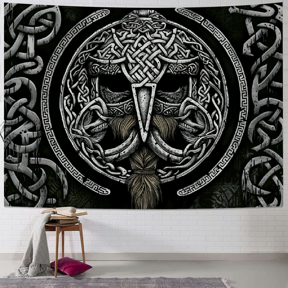 Bciig Norse Viking Tapestry Odin Warrior Sword Axe Nordic Meditation