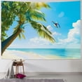 thumbnail image 1 of BCIIG  Ocean Beach Tapestry Tropical Seaside Island Palm Tree Waves Tapestries Window View Summer Clear Sea Paradise Landscape Wall Hanging for Living Room Bedroom Home Decor 40x30inch, 1 of 6