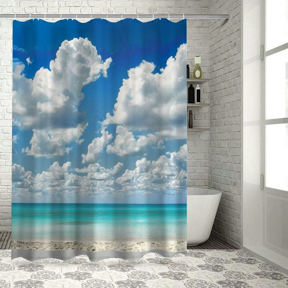 BCIIG Ocean Shower Curtain, Paradise Beach Tropical Hawaiian Exotic Sky