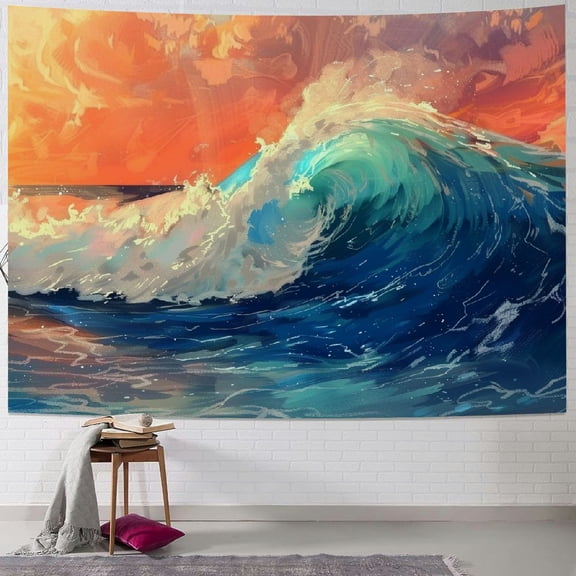 BCIIG  Ocean Waves Tapestry Painting  Great Wave Blue Sea Surfing Tapestries Japanese Wave Abstract Beach Wall Hanging for Bedroom Living Room College Dorm Home Office Poster  40x30inch