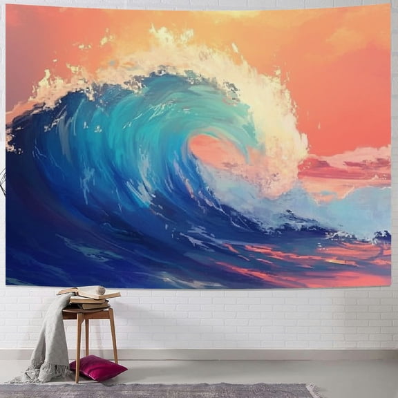 BCIIG  Ocean Waves Tapestry Wall Hanging for Guys Boys Bedroom, Sea Wave Blue Surf Art Room Decor Wall Tapestries, Washable Aesthetic Home Office Wall Decor Tapestry Wall Blanket  40x30inch