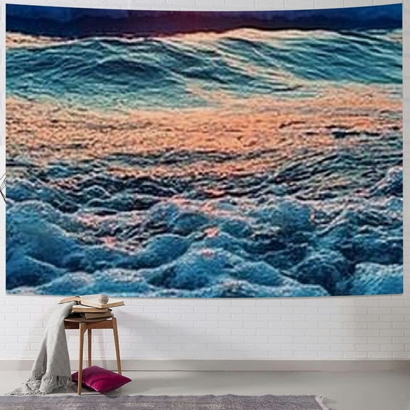 BCIIG Ocean tapestry wall hanging, ocean waves, sun clouds, landscape, landscape, natural wall, art, bedroom, dormitory, university, living room, home decoration tapestry 40x30inch