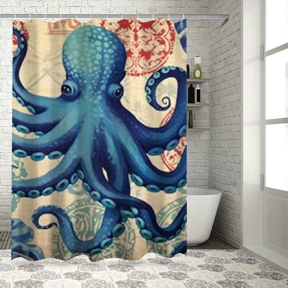 BCIIG Octopus Bathroom Decor Set with Hooks, Colorful Luxurious Graphic ...