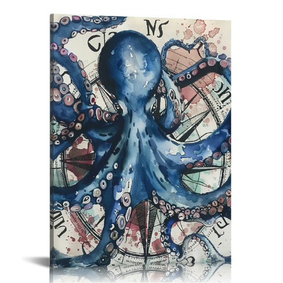 BCIIG Octopus Compass Annabel Kidston Fine Art Aesthetic Poster Print Wall Painting for Home Decor 12x16 in