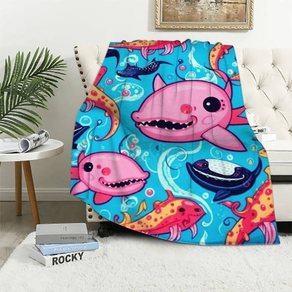 BCIIG Octopus Fish Pattern Warm Lightweight Blanket Soft Fleece Throw Blanket Living Rooms Sofa Decor All Seasons Plush Blanket Cow Gifts Blanket 50x60in