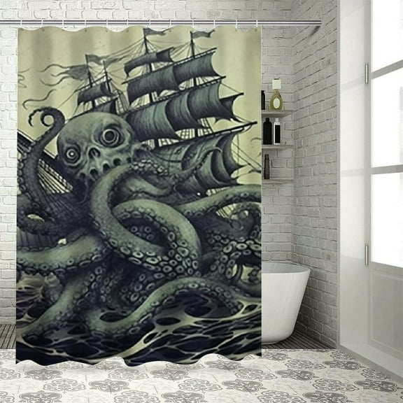BCIIG Octopus Tentacles Bathroom Decor Set with Hooks, Colorful Luxurious Graphic Print Polyester Fabric Fashion Shower Curtain, Home Bathtubs Bathroom Decoration, Waterproof, Machine Washable 36x72