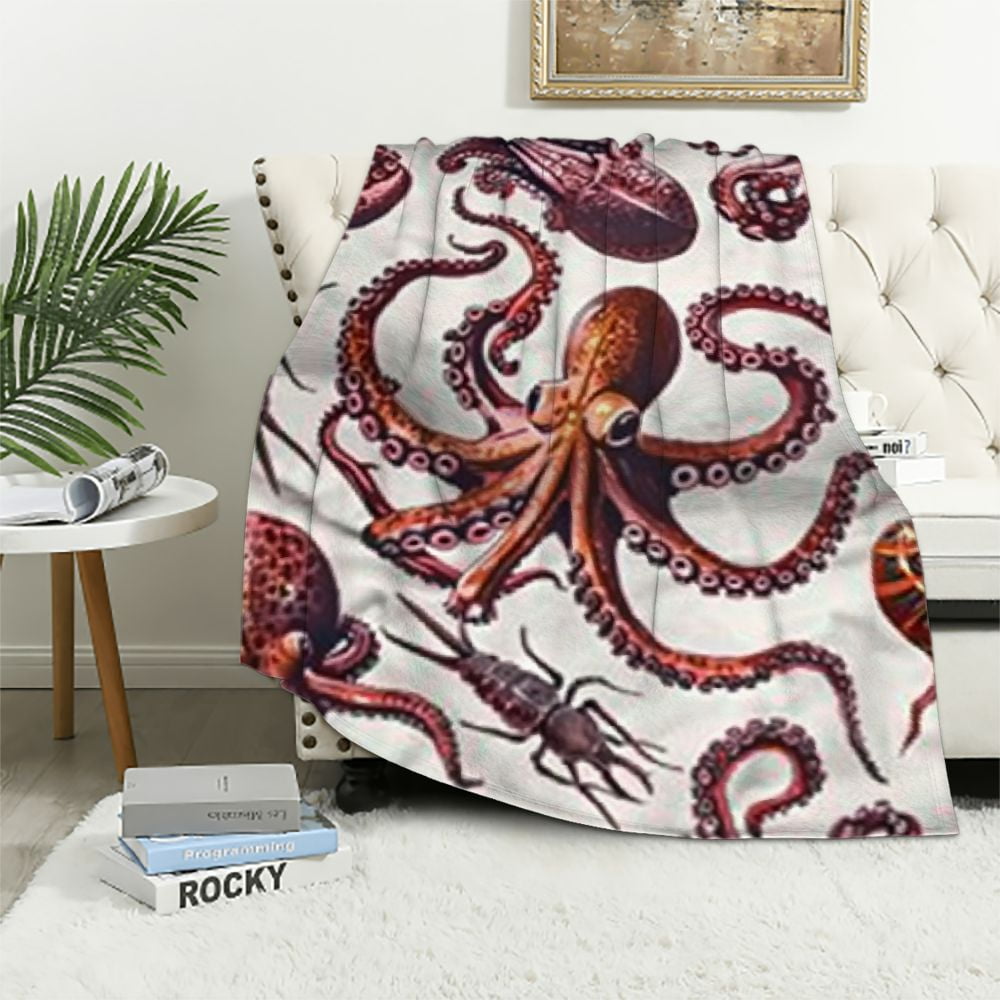 BCIIG Octopus Warm Lightweight Blanket Soft Fleece Throw Blanket Living ... - Scandinavian Depth Carried High Living Rooms Studying Octopus