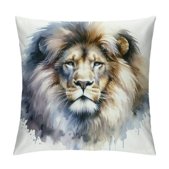 BCIIG Oil Painting Lion Throw Pillow Cover King of Wild Animals Pillow Case Cotton Linen Cushion Cover Decorative for Outdoor Home Couch Yellow 18"x18" (Lion)
