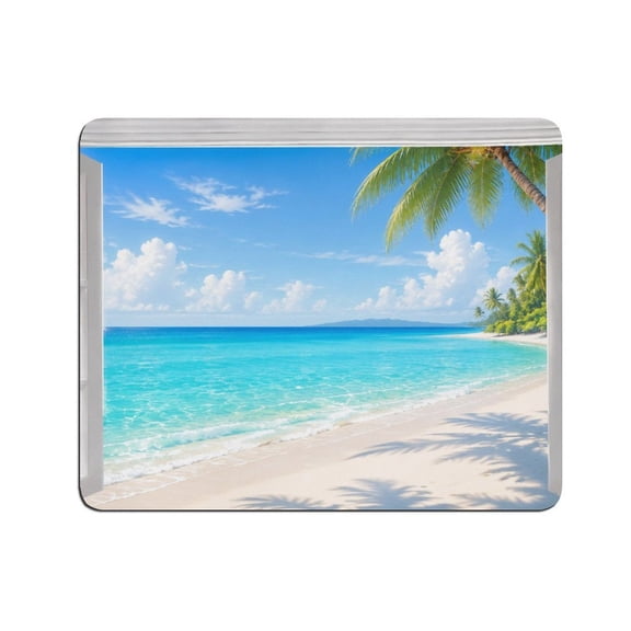 BCIIG Open Window Tropical Beach Ocean View Mouse Pad, Square Smooth Surface Desk Mat, Stitched Edge for Office, Laptop, Computer, Home,