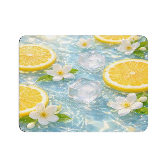 BCIIG Orange Blossom Ice Water Pattern Mouse Pad, Square Smooth Surface Desk Mat, Stitched Edge for Office, Laptop, Computer, Home,