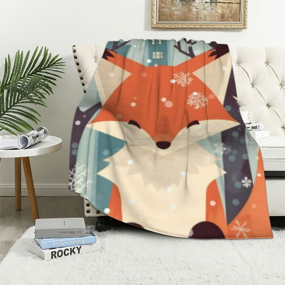 BCIIG Orange Fox Soft Throw Blanket Lightweight Flannel Blanket for Couch Bed Sofa Travelling Camping for Kids Adults 40x50in