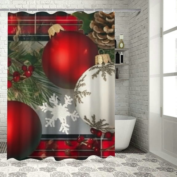 BCIIG Ornaments Pine Cones Bathroom Shower Curtain Set with Hooks 60"x72