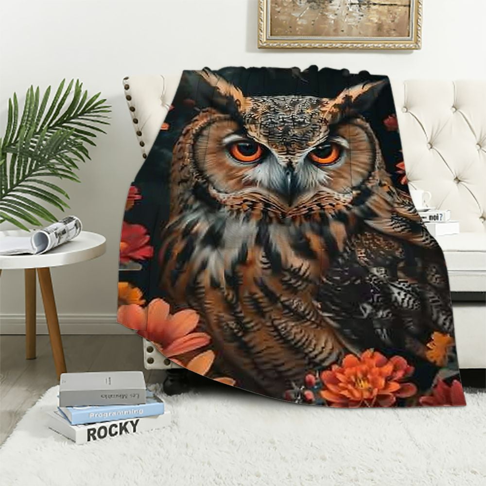 BCIIG Owl Blanket for Adults Kids Gifts for Owl Flowers Lovers Flannel Throw Blankets Soft Comfy Lightweight for Home Decor Couch Bed Sofa 60x80in Walmart