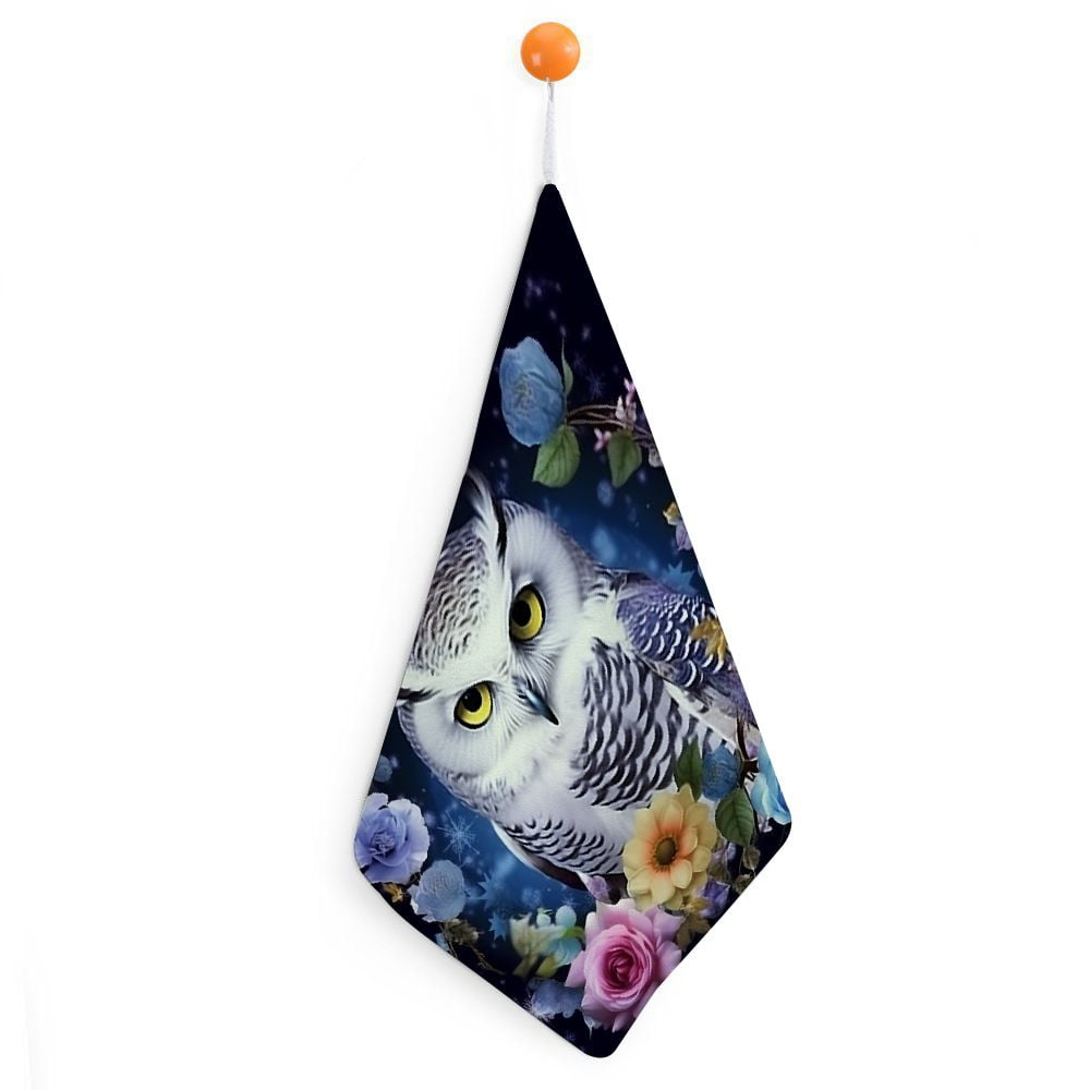 BCIIG Owl Flower QuickDry Hand Towels 11.8x11.8in Soft Absorbent