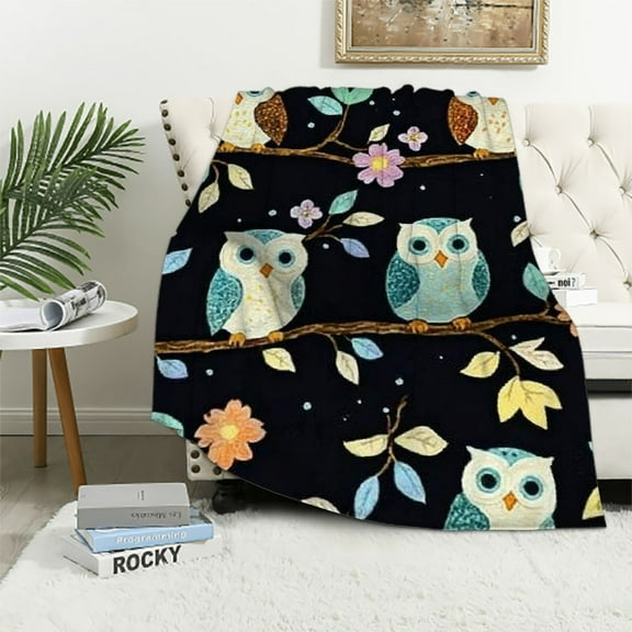 BCIIG Owl Throw Blanket, Adorable Super-Soft Extra-Large Fluffy Owl Blanket for Adults, Kids, and Girls, Owl Blanket Warm, Cozy, and Plush Throw for Bed, Couch, and Sofa 60x80in