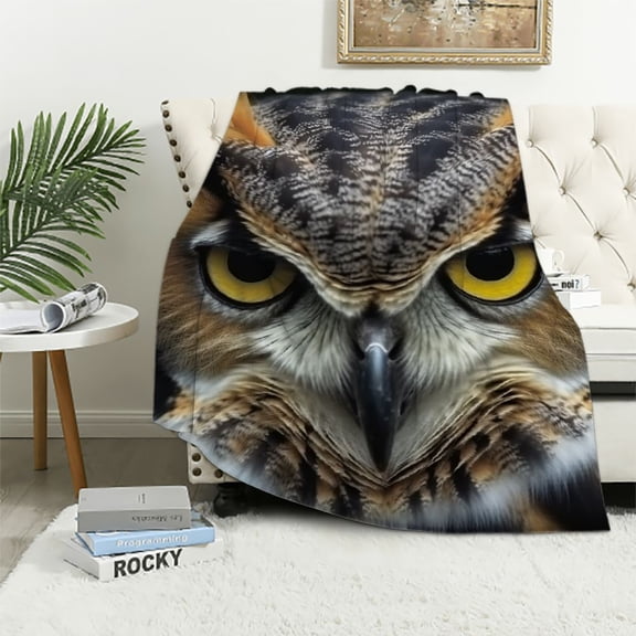 BCIIG Owl Throw Blanket for Adult Women Men Teens, African Wildlife Animal Blankets Soft Fluffy Fleece Throw Decorative for Sofa Bed Office Couch 50x60in