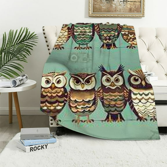 BCIIG Owls Standing Owl Mosaic Warm Lightweight Soft Fleece Blanket Throw Blanket for All Seasons Living Room Sofa Decor Cow Gifts Blanket All Seasons Exquisite Gifts 40x50in