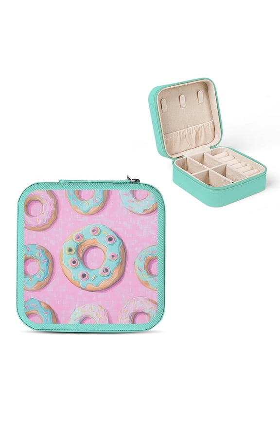 PU Leather Jewelry Box for Necklace, Ring, Earring - Compact Travel Essential with Multiple Storage Spaces and Zipper Closure Green