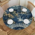 thumbnail image 1 of BCIIG Pagoda Forest Bridge Round Table Cover Stain Resistant Washable for Indoor Outdoor Dining Wedding Parties 100% Polyester Tablecloth with Elastic Edge 31"-35, 1 of 8