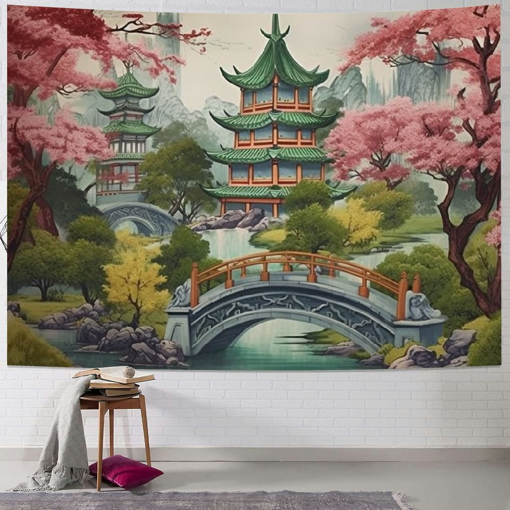 BCIIG Pagoda Tapestry Wall Hanging Unique Style Graphic Tapestries for