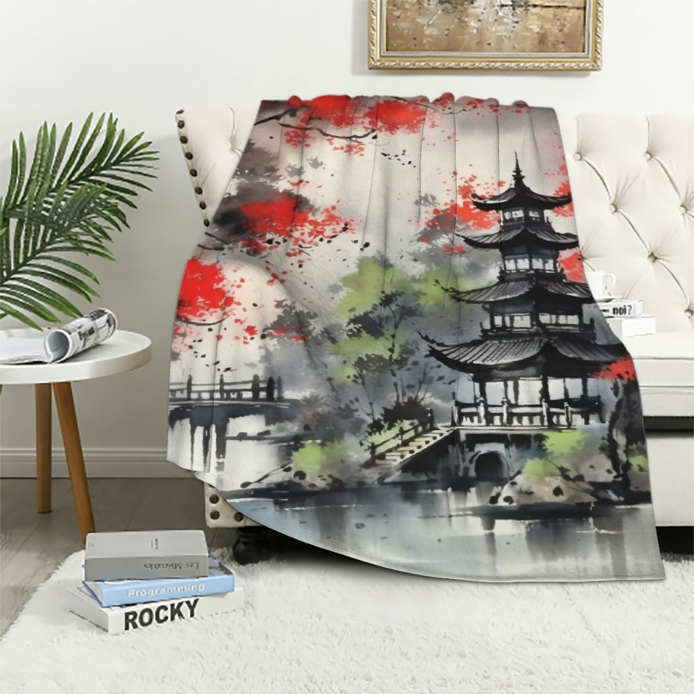 BCIIG Pagoda Warm Lightweight Blanket Soft Fleece Throw All Seasons
