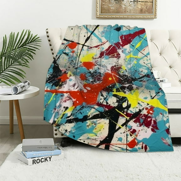 BCIIG Paint Splatters Warm Lightweight Fleece Blanket Soft Flannel Throw Blanket for All Seasons, Living Rooms Sofa Decor, Cow Gifts, Various Sizes 40x50in