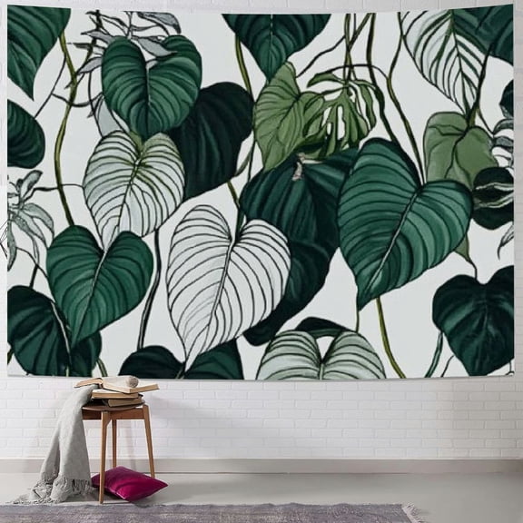 BCIIG Palm Palm Tree Leaves Velvet Tapestry, Tropical Natural Plant Pattern Tapestries, Wall Hanging for Bedroom Living Room Dorm 40x60inch