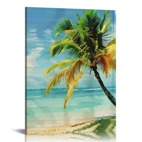BCIIG Palm Tree Beach Fine Art Aesthetic Poster & Print Wall Painting for Home Office Decor Canvas Print Living Room Bedroom Wall Art 12x16 in