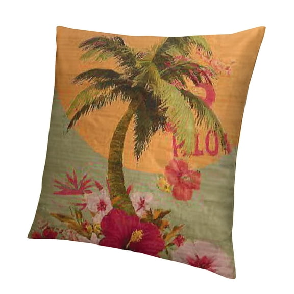 BCIIG Palm Tree Flowers Kitsch Pillow Case High-Quality Home Decor 18x18in